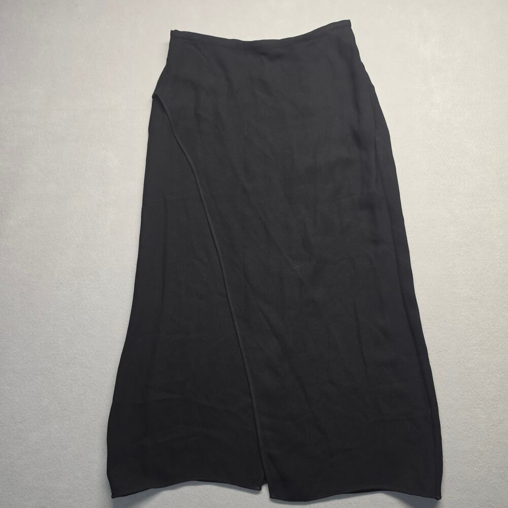 Massimo Dutti Black Asymmetrical Hem Midi Skirt Medium Quiet Luxury